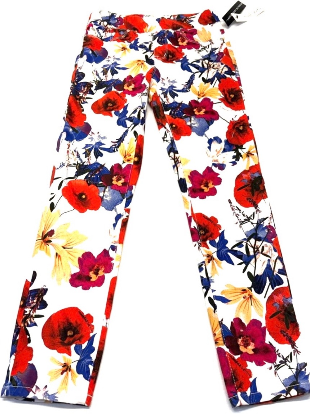 NWT Tribal Audrey Floral Pull-On Ankle Denim Jeggings - Hot Coral Size 2